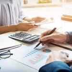 business man financial inspector and secretary making report, ca