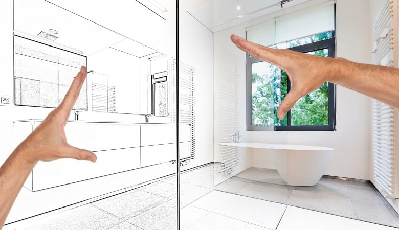 plan d'une salle de bain moderne