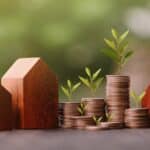 Petites maisons fictives avec des tas de centimes à côté.