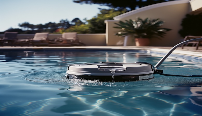 Un robot de piscine dans une piscine.