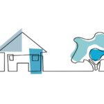 Un dessin représentant une maison et un arbre.