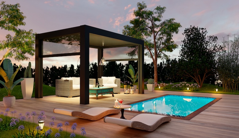 Piscine avec pool house
