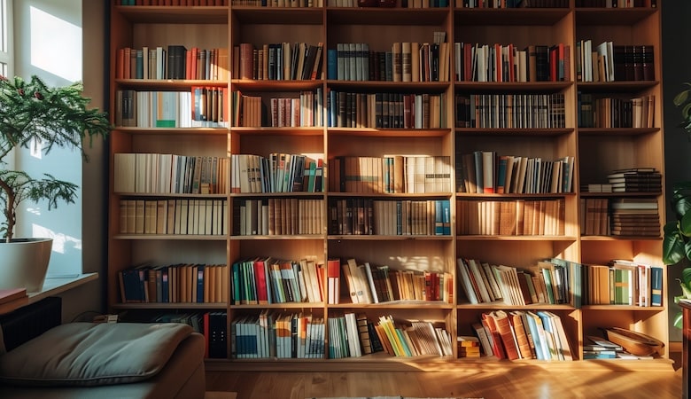Une grande bibliothèque.