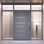 aluminum modern entrance to a luxury house where the door is alsó remarkable. generative ai technology