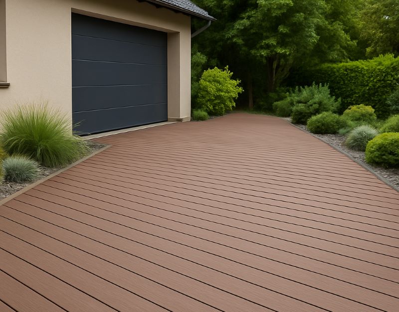 allée carrossable en bois composite effet terrasse exotique