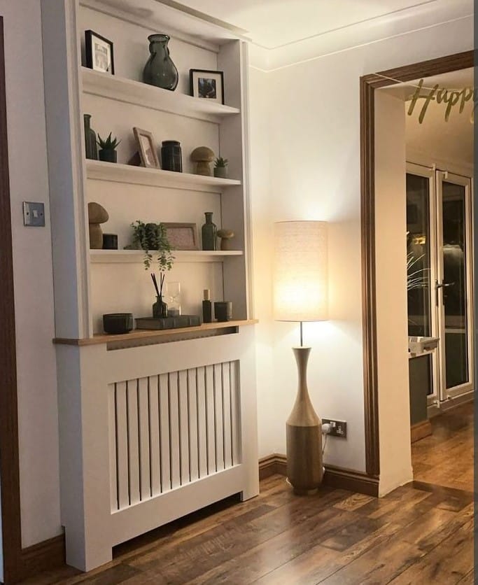 cache radiateur bibliothèque en bois