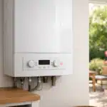 Chaudière murale au gaz affichant un voyant de mise en sécurité dans un logement