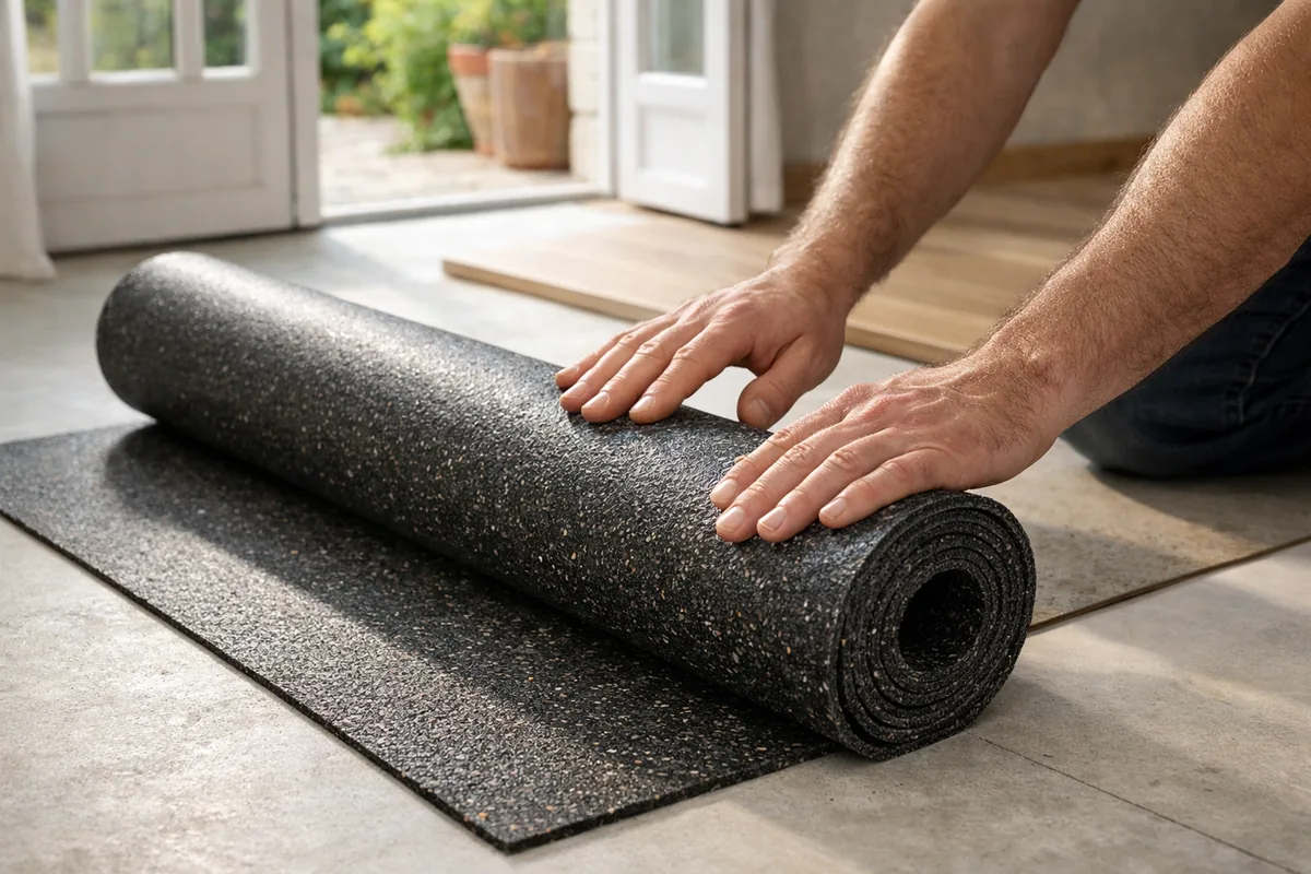 Pose d'une sous-couche acoustique sous un parquet flottant
