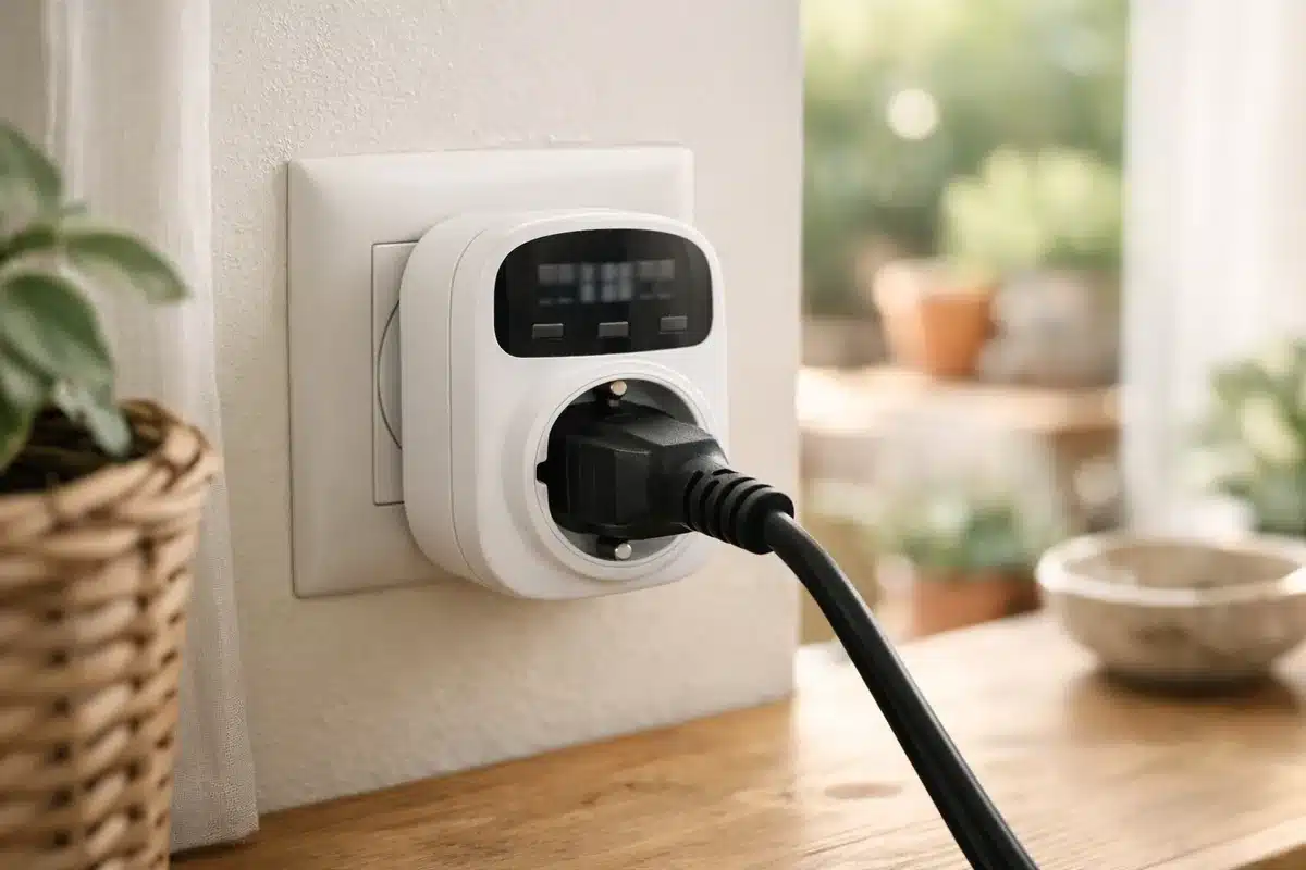 Prise connectée mesurant la consommation électrique d'une télévision