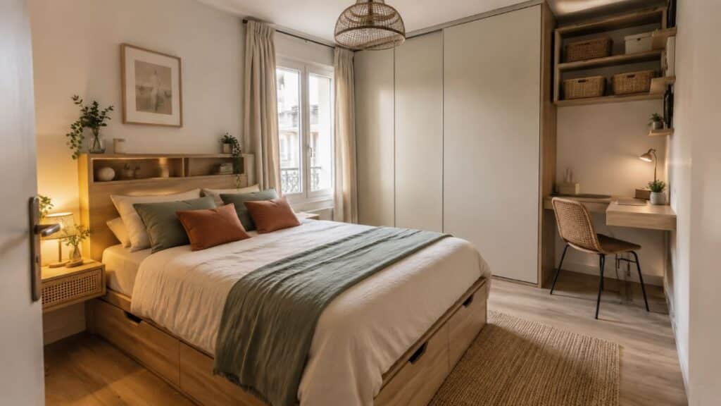 rangement petite chambre à coucher