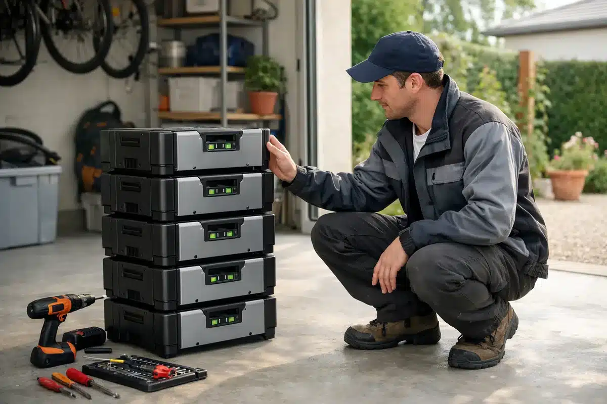 Installation d'une batterie de stockage solaire Zendure dans un garage