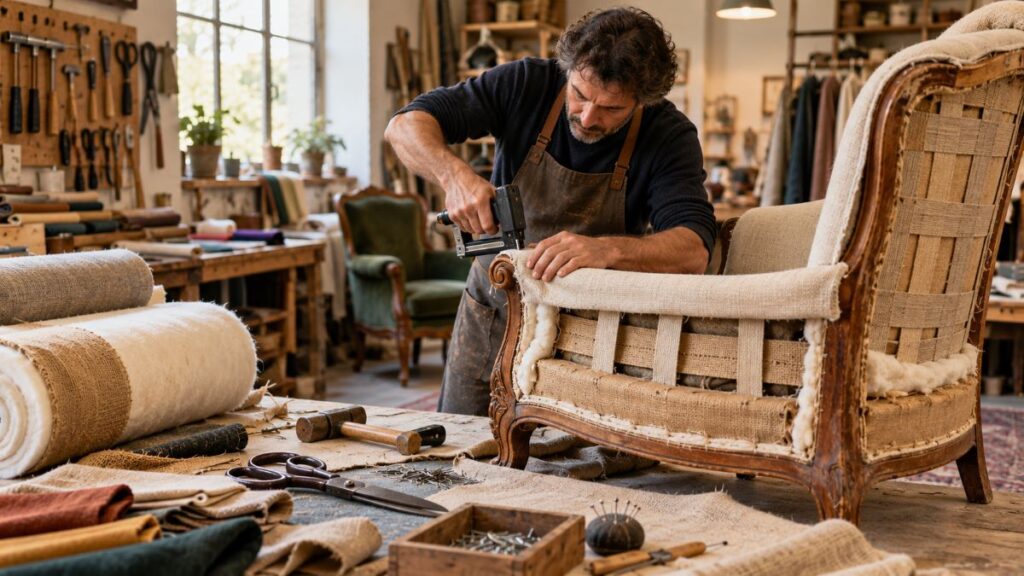 artisan restaurateur dans son atelier